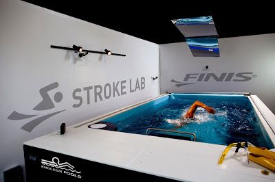 The Elite Endless Pools swimming machine at the headquarters of swim company FINIS
