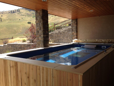Picture of triathletes Greg and Laura Bennett's Endless Pools triathlon training pool