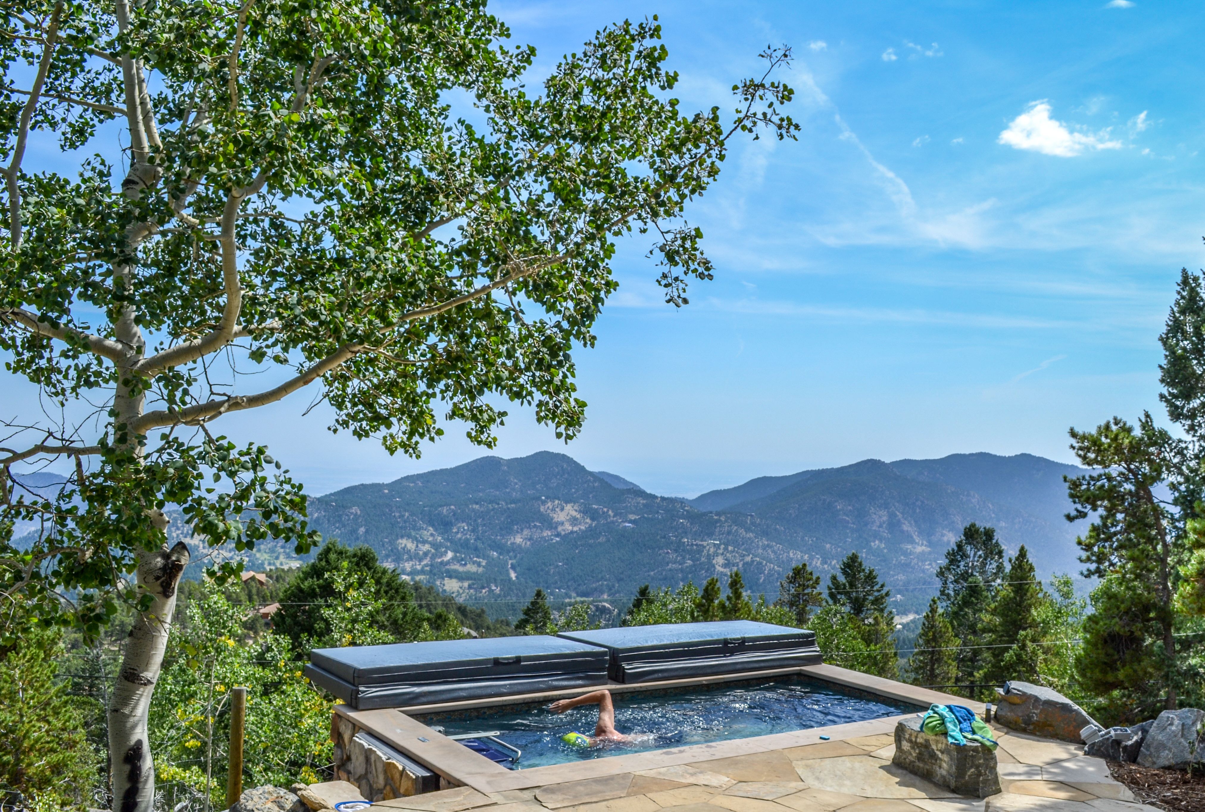 picture of Endless Pools Performance pool with a mountain view