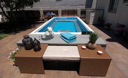 Picture of a backyard deck Endless Pools original model