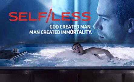 Picture of promotional graphic for the feature film Self/Less with Ryan Reynolds swimming against the Endless Pools current