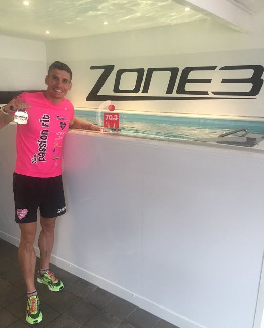 Triathlon coach Tom Ward at the Endless Pools swimming machine in his Passion Fit studio