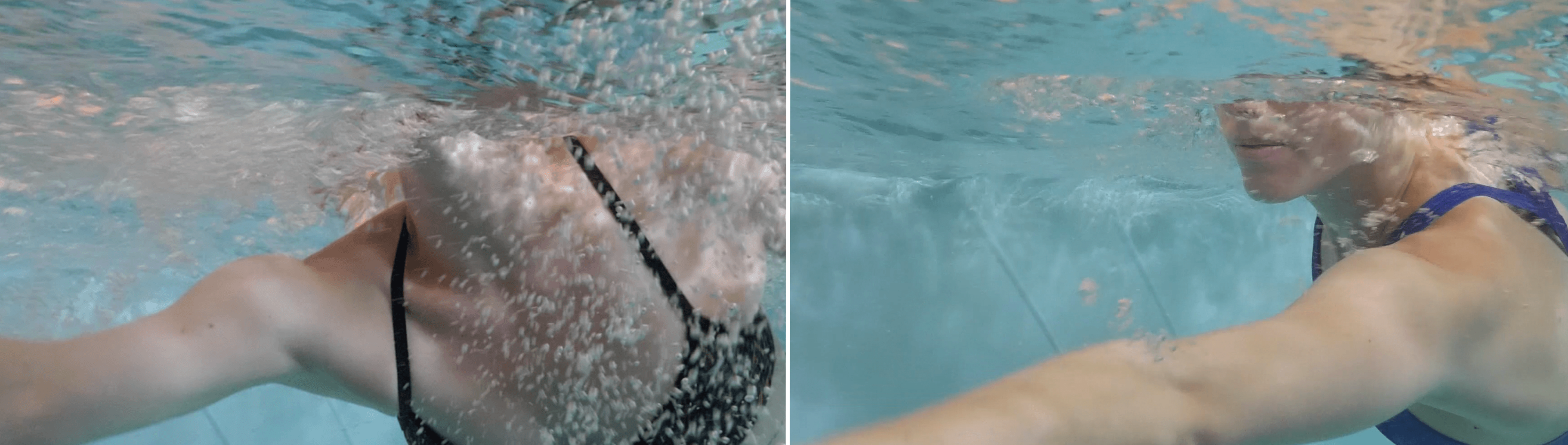 Two open-water swimming drills compared from underwater in the Performance Endless Pool at SwimBox in Fairfax Virginia