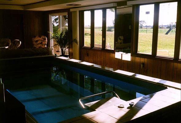 Linda Bain's basement Endless Pool for aquatic therapy