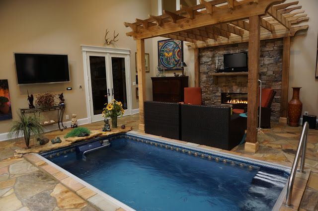 picture of indoor, fully in-ground Endless Pools swimming machine