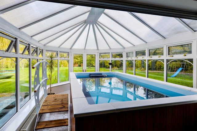 The Endless Pool installed in swimming coach Carol's conservatory