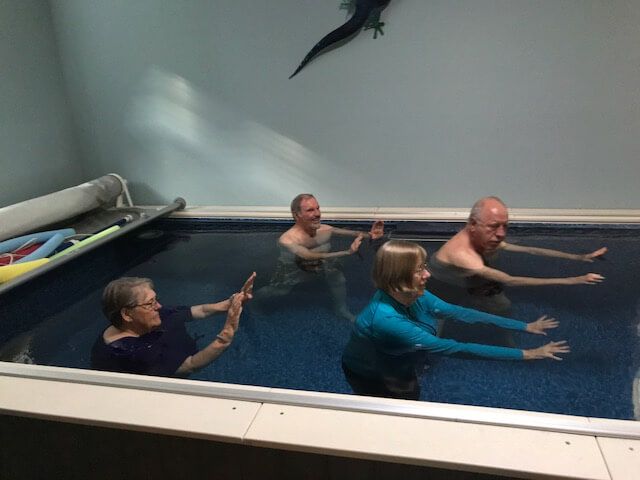 picture of Donna and James host a tai chi class in their Endless Pools WaterWell