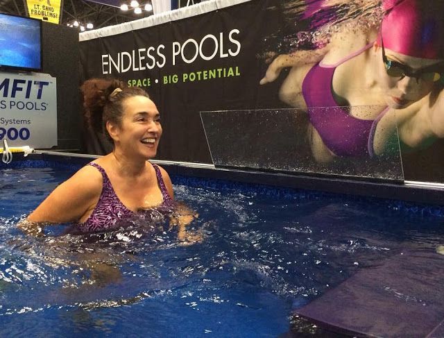 A marathon runner cross-training on the Endless Pools Underwater Treadmill