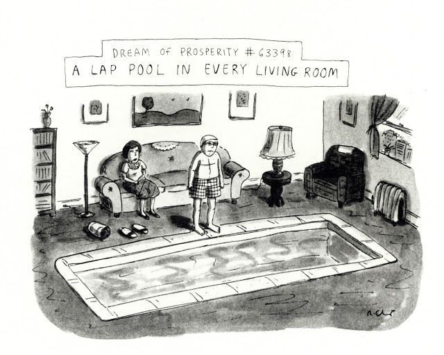 picture of New Yorker magazine cartoon featuring a fully inground Endless Pools installation