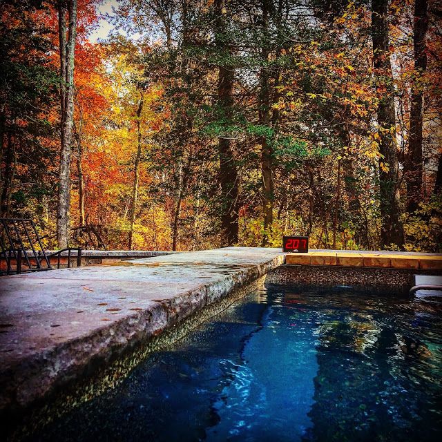 picture of an outdoor Endless Pools Original model in a New Jersey autumn