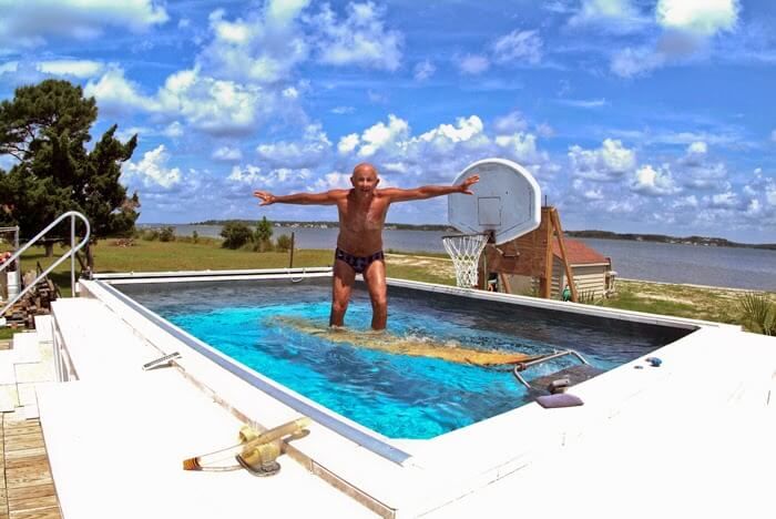 picture of Swim coach Ray Scharf having fun in his Endless Pool