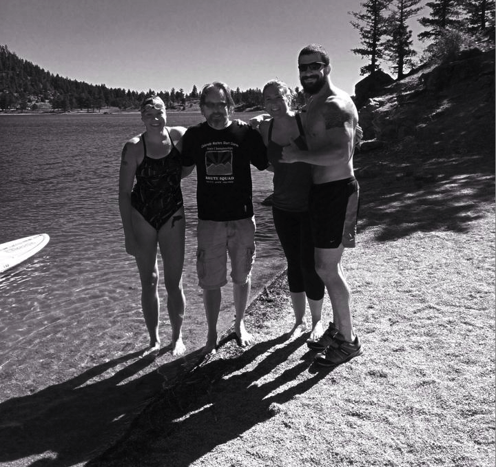 picture of Katie Benoit and other open water swimmers at Wellington Lake, Colorado