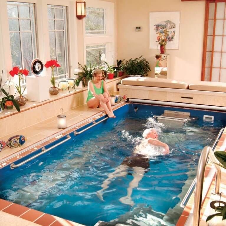 picture of seniors enjoying their indoor Endless Pools swimming machine
