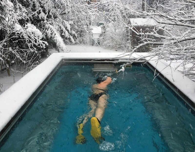 picture of winter swimming in an Endless Pools Performance model