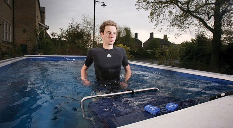 picture of Olympic triathlete Alistair Brownlee on the Endless Pools Underwater Treadmill 