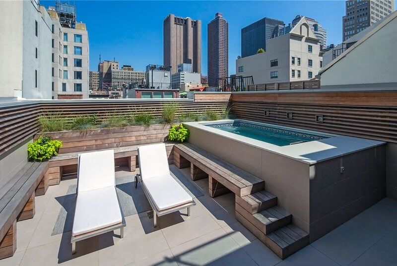 picture of an Endless Pools Custom Series pool on a rooftop deck in Manhattan