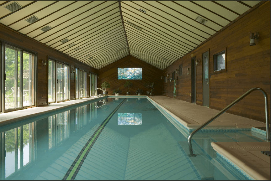 The old 75' lap pool in its 85' pool house