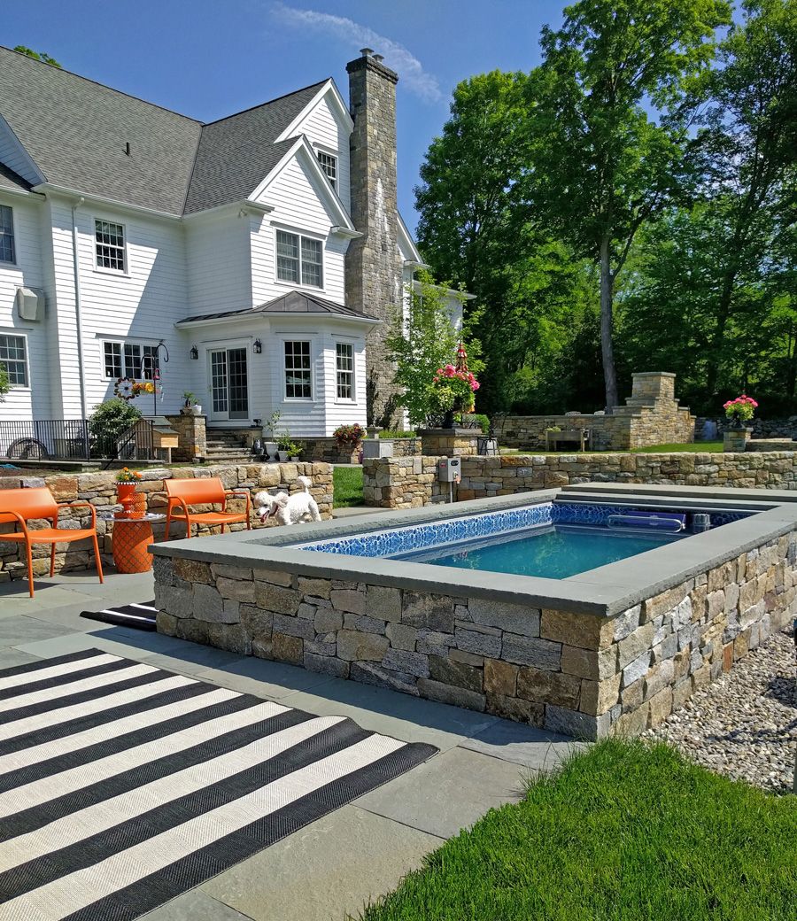 picture of Endless Pools patio pool installed partially in-ground in Connecticut