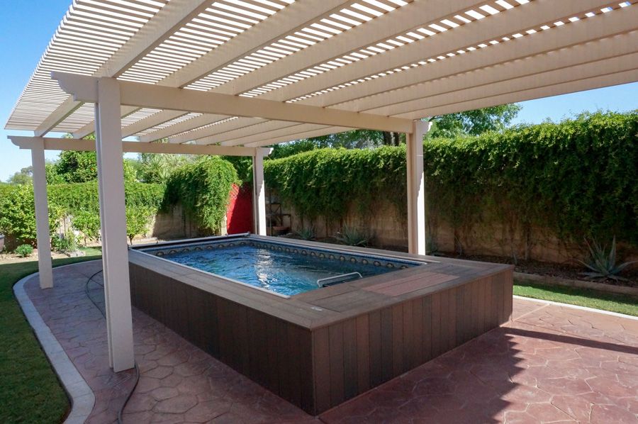 picture of Endless Pools patio pool under a pergola