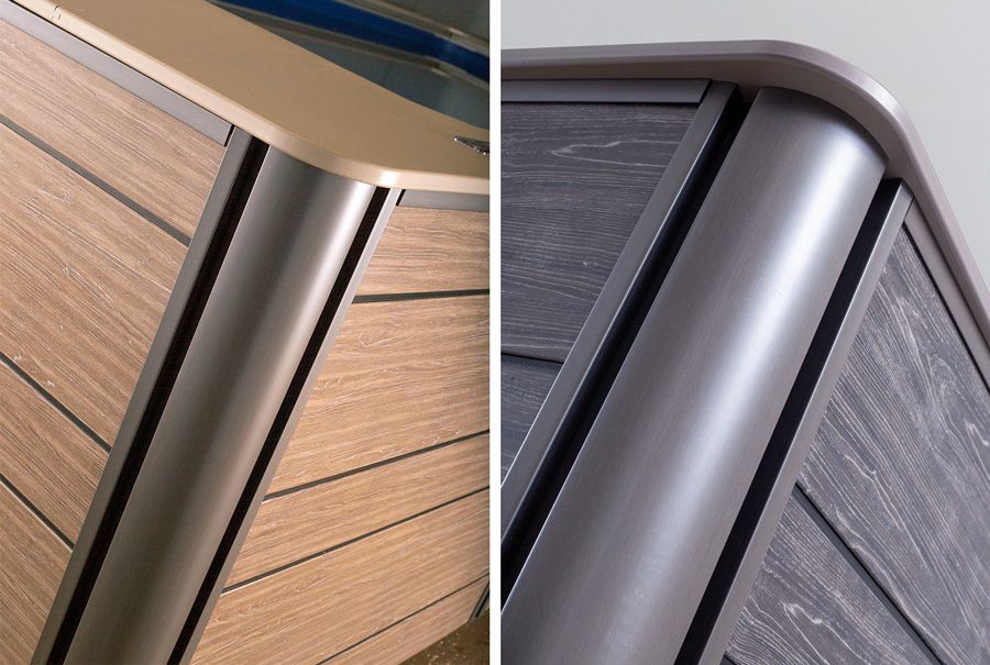 picture of details of the pool skirting and pool coping options from Endless Pools