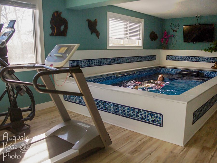 picture of Endless Pools Performance pool in a garage home gym