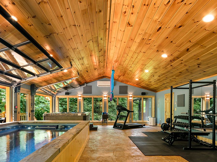 picture of Endless Pools swimming pool in a home gym addition