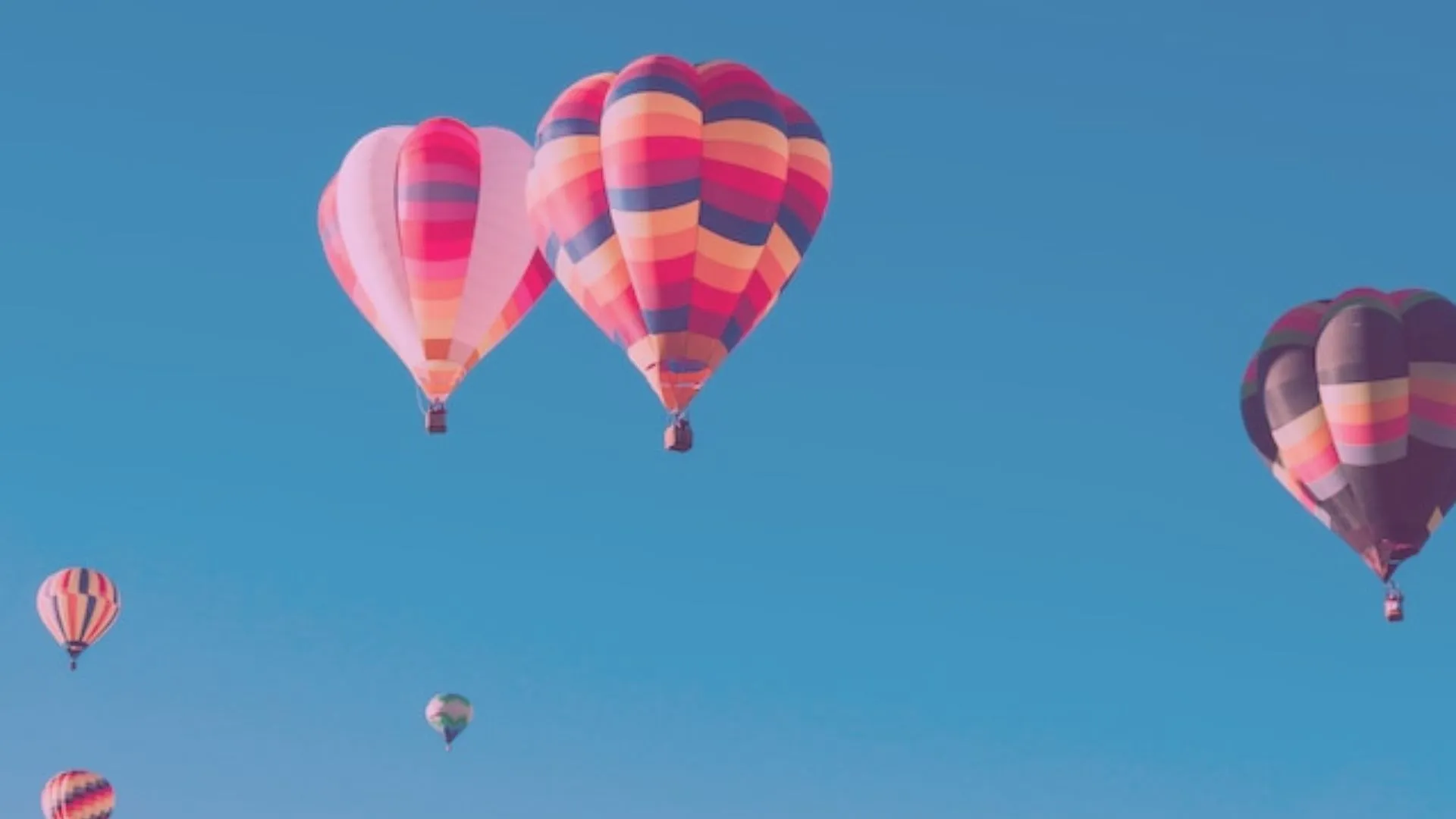 Hot air balloons in the air. They represent different product visions.