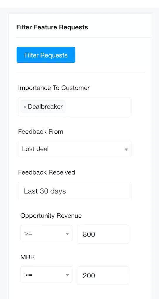 Filter feedback to see trends by customer segment