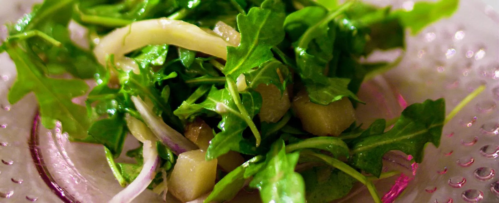 Roasted Fennel, Pear and Arugula Salad with Balsamic-Grape Dressing