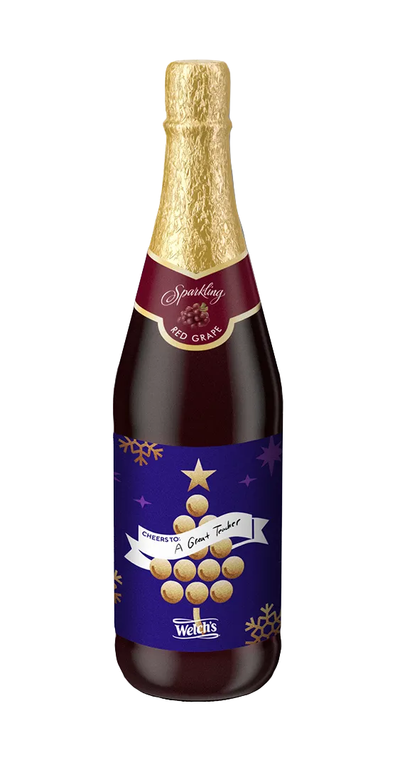 Welch's Sparkling bottle with custom holiday label