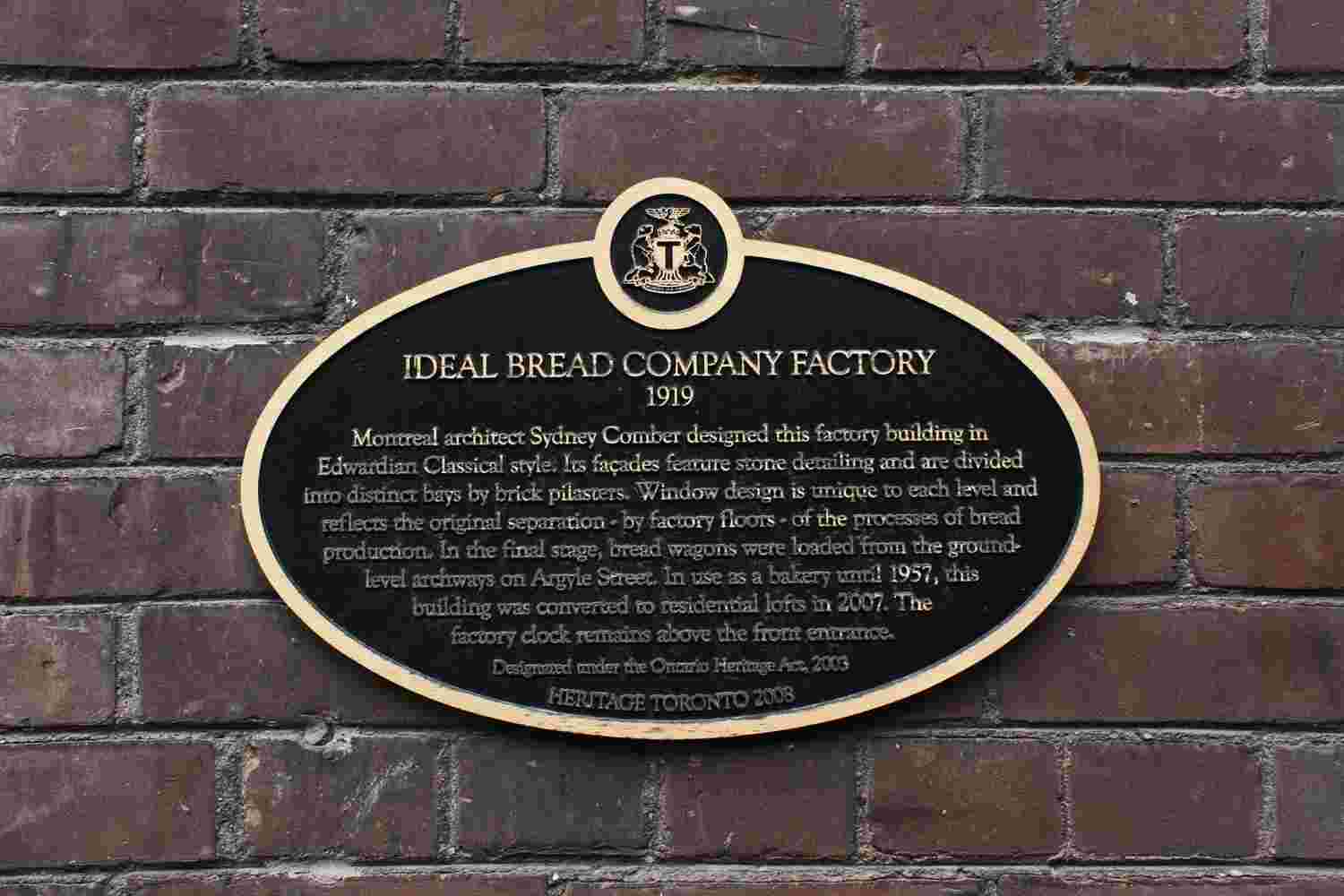 Historic plaque celebrating Argyle's 2008 designation as an historic building the city of Toronto