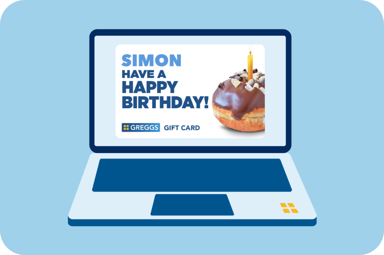 Customisable Gift Card preview on illustrative laptop screenop