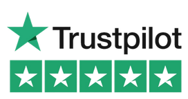 Trustpilot logo with five glorious stars