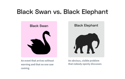 Black swan metaphor vs. Black elephant metaphor in the context of strategic foresight