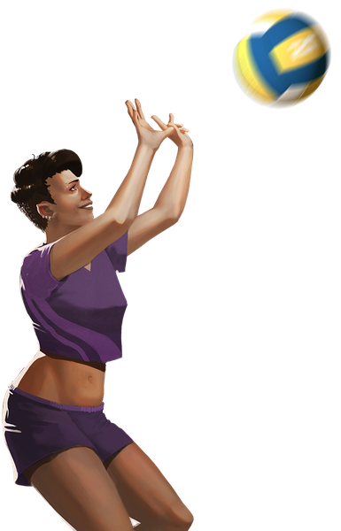 Character playing volleyball