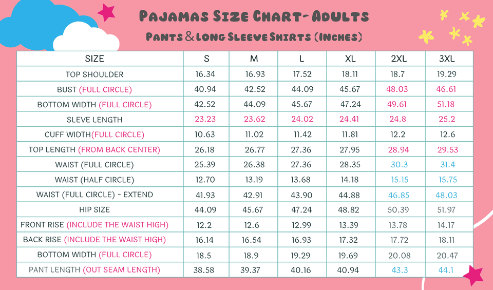 custom pet pajamas sizes